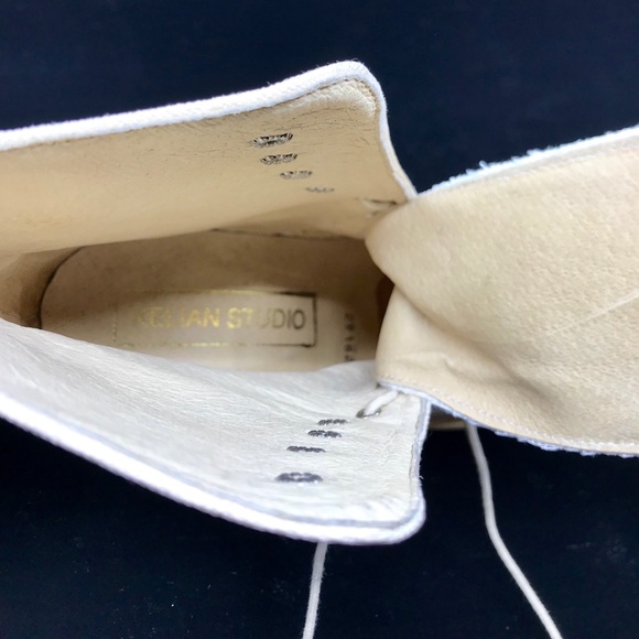 KELIAN STUDIO Off White Canvas Laced Combat Boots - Picture 2 of 8